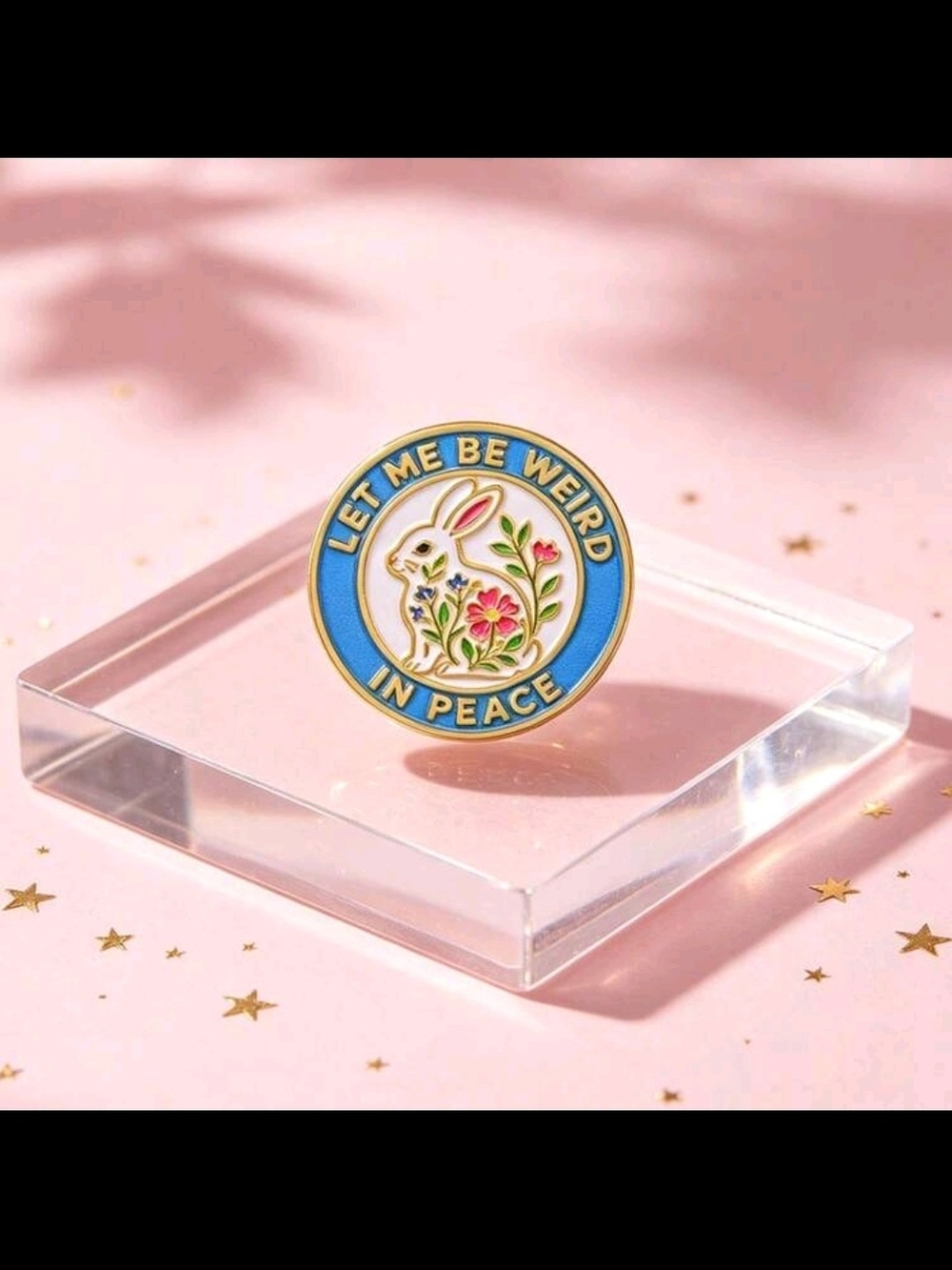 "Let Me Be Weird in Peace" Blue Enamel Bunny Pin